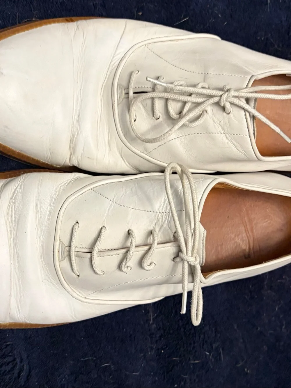 Dries Van Noten White Leather Lace-Up Loafers with Tan Sole